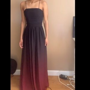 Prom Dress / Black Red Ombré Gown